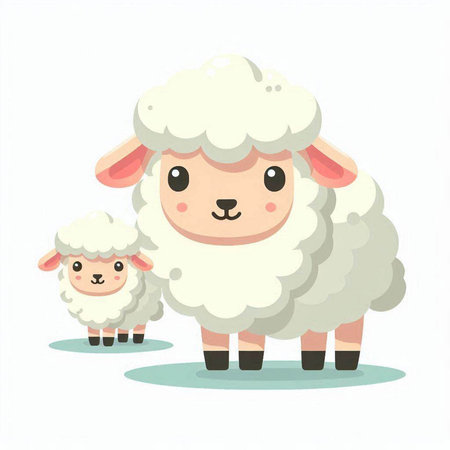 Sheep and lamb. Cute cartoon animal. Vector illustration.のイラスト素材