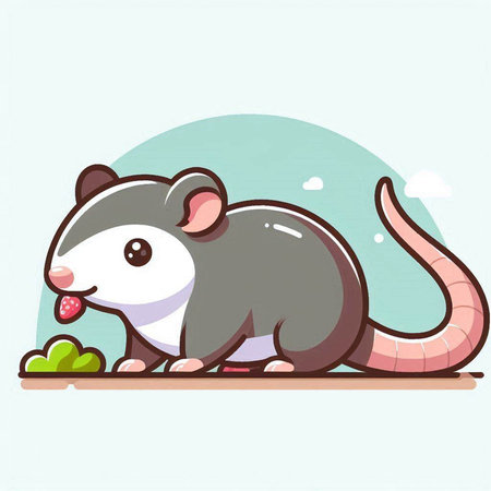 Rat cartoon character. Vector illustration of a rat with a candy.のイラスト素材
