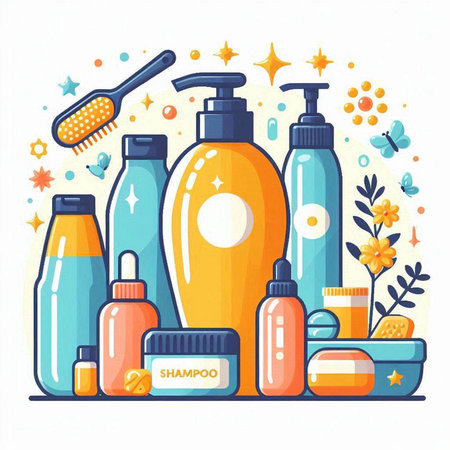Cosmetics and beauty products. Vector illustration in flat cartoon style.のイラスト素材
