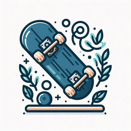 Skateboard icon. Vector illustration of skateboard in flat style.のイラスト素材