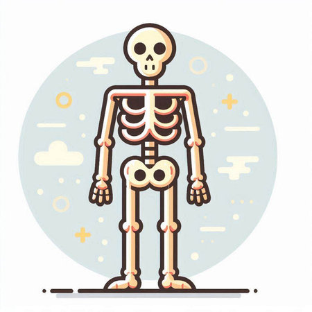 Skeleton. Vector illustration in flat style. Isolated on white background.のイラスト素材