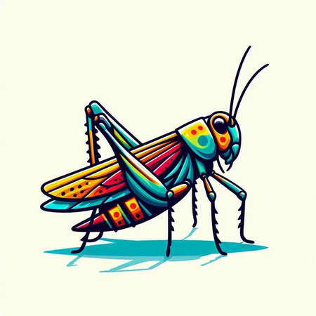 Grasshopper isolated on the white background. Vector illustration.のイラスト素材