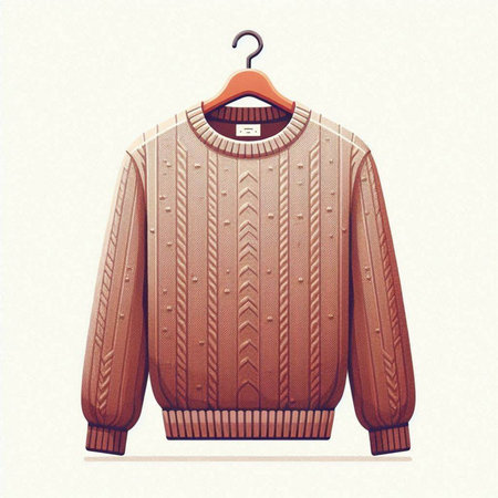 Illustration of a sweater in a hanger on a white backgroundのイラスト素材