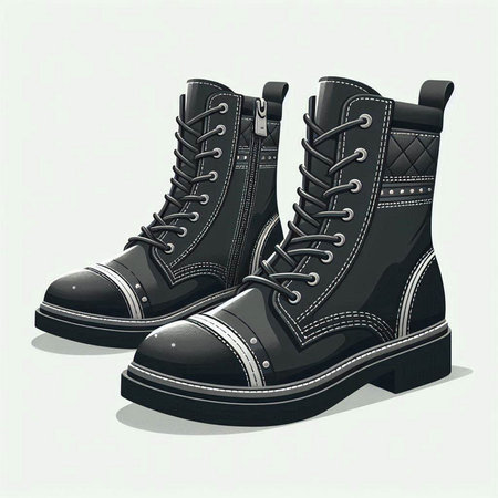 Black women's boots isolated on a white background. Vector illustration.のイラスト素材
