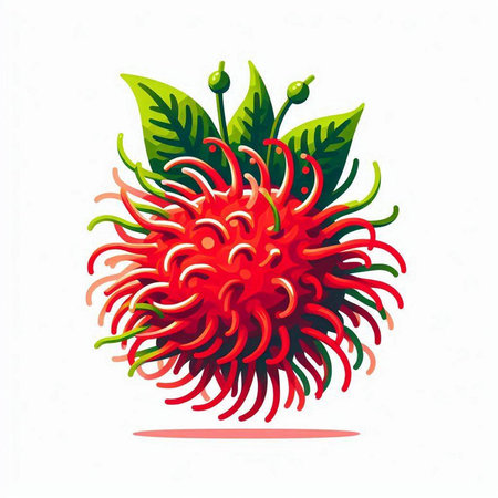 Rambutan vector illustration isolated on white background. Exotic fruit.のイラスト素材