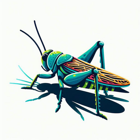 Grasshopper isolated on white background. Vector illustration. Eps 10.のイラスト素材