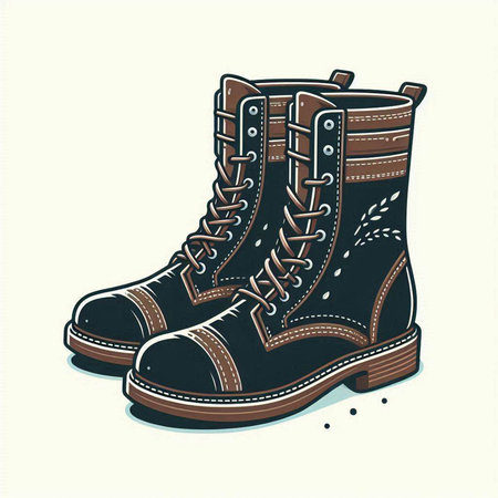 Sketch of hiking boots. Vector illustration in vintage style.のイラスト素材