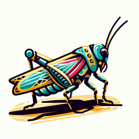 Vector illustration of a grasshopper on a white background. Eps 10のイラスト素材