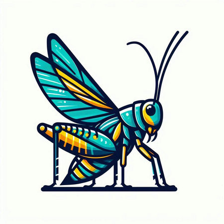 Vector illustration of a grasshopper isolated on a white background.のイラスト素材