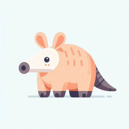 Cute cartoon little armadillo. Vector illustration in flat styleのイラスト素材