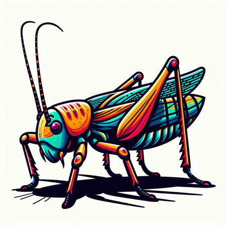 Illustration of grasshopper on white background, vector illustration.のイラスト素材