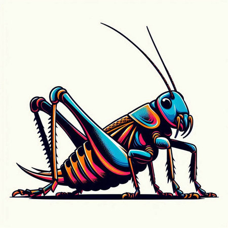 Grasshopper on a white background. Vector illustration of a grasshopper.のイラスト素材