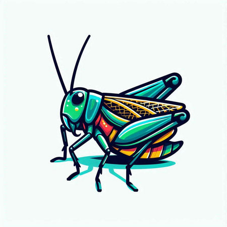 Illustration of grasshopper in cartoon style. Vector illustration.のイラスト素材