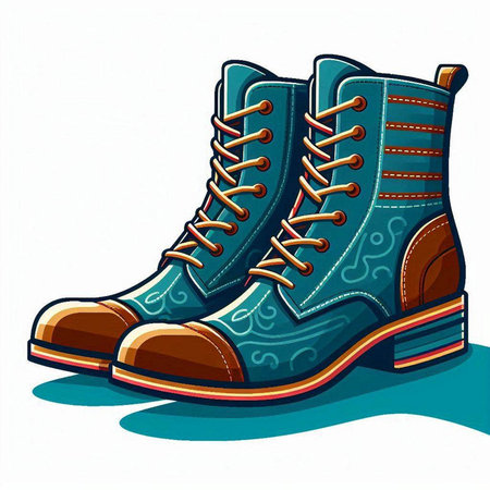 Vector illustration of a pair of boots isolated on a white background.のイラスト素材