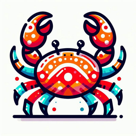Crab icon. Hand drawn vector illustration. Isolated on white background.のイラスト素材