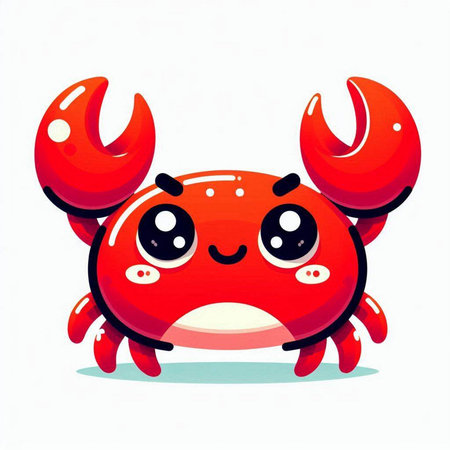 Cute cartoon red crab isolated on white background. Vector illustration.のイラスト素材