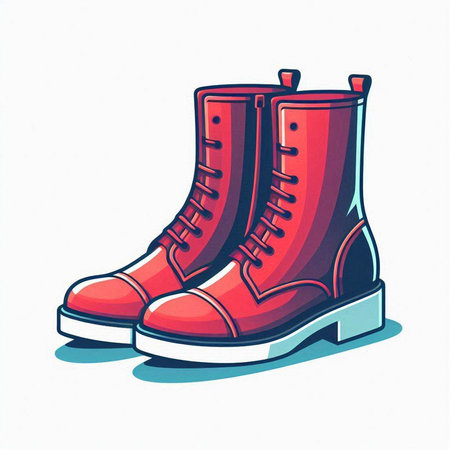 Red women's boots isolated on a white background. Vector illustration.のイラスト素材