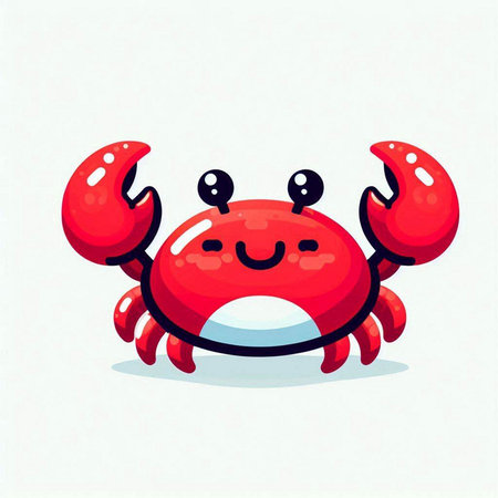 Cute cartoon red crab. Vector illustration isolated on white background.のイラスト素材