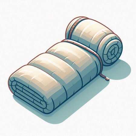 Illustration of a sleeping bag on a white background - 3d renderingのイラスト素材