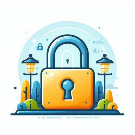 Vector illustration of closed padlock on white background. Flat style design.のイラスト素材