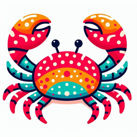 Colorful cartoon crab isolated on a white background. Vector illustration.のイラスト素材