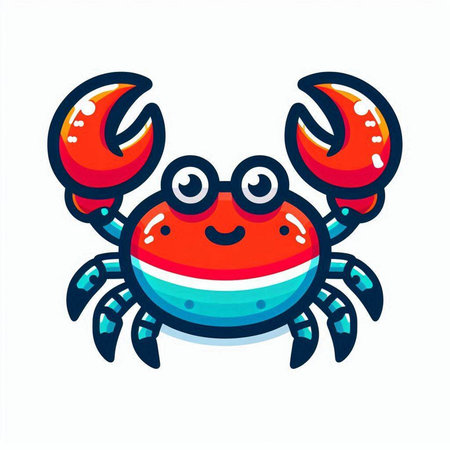 Cute cartoon crab isolated on a white background. Vector illustration.のイラスト素材