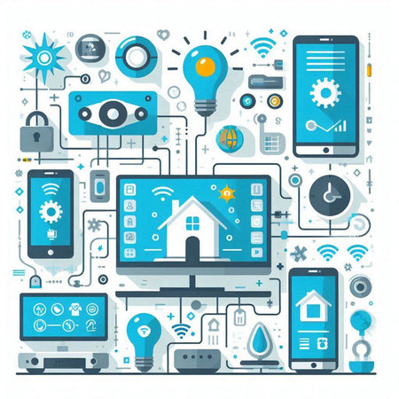 Smart home and internet of things concept. Vector illustration in flat styleのイラスト素材