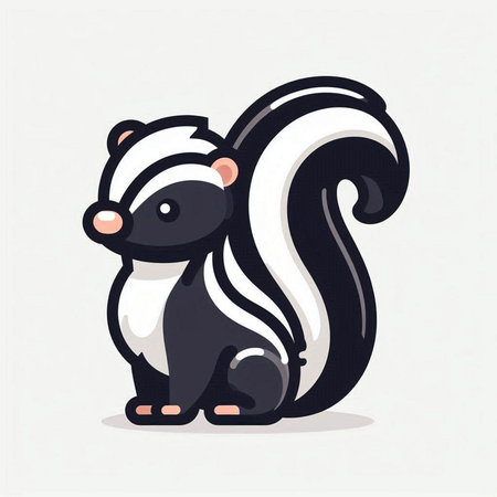 Cute cartoon skunk. Vector illustration isolated on white background.のイラスト素材