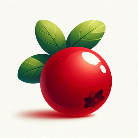 Cranberry with green leaves on white background. Vector illustration.のイラスト素材