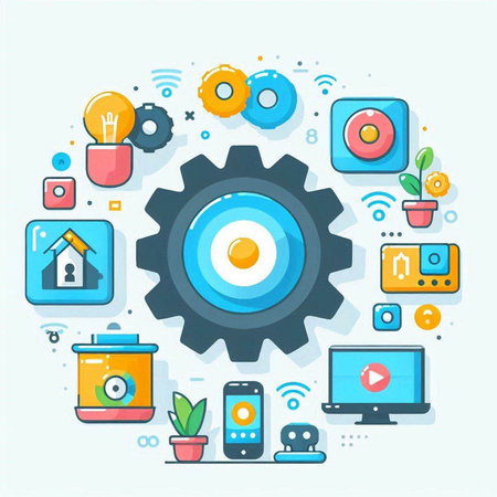 Flat design vector illustration concept of smart home and internet of things technology.のイラスト素材