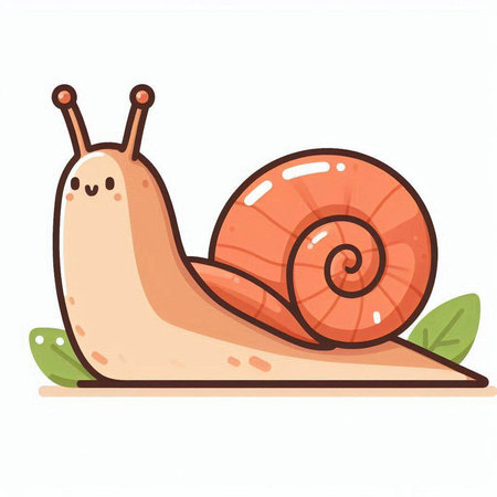 Garden snail. Cute cartoon vector illustration isolated on white background.のイラスト素材