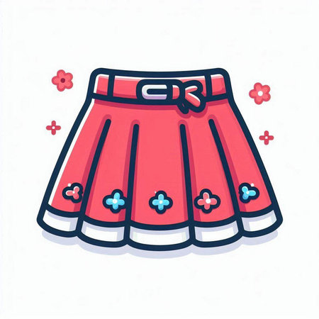 Skirt icon. Vector illustration of a skirt with a bow.のイラスト素材