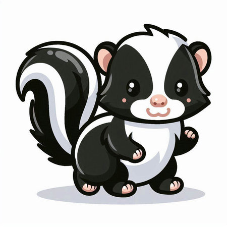 Cartoon skunk isolated on a white background. Vector illustration.のイラスト素材