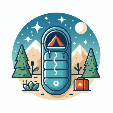 Camping equipment icon. Vector illustration in flat style on white background.のイラスト素材