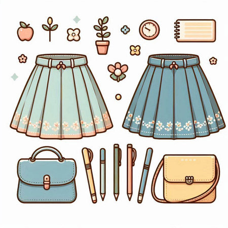 Set of women's clothes and accessories. Vector illustration for your designのイラスト素材