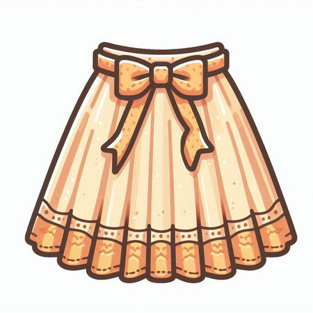 Illustration of a brown skirt with a bow on a white backgroundのイラスト素材
