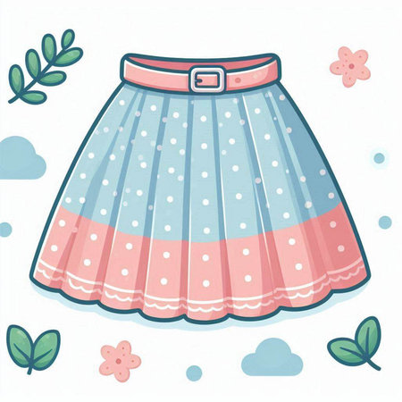 Vector illustration of a cute skirt with polka dots on a white backgroundのイラスト素材