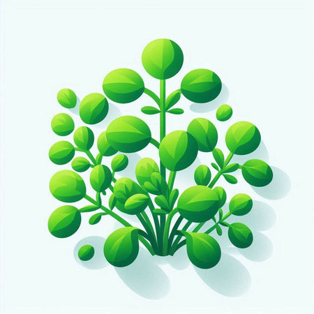 Green plant with shadow on white background. Vector illustration. Eps 10.のイラスト素材