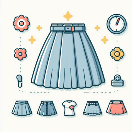 Vector illustration of a set of women's clothing. Skirt and skirt.のイラスト素材
