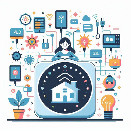 Smart home concept. Smart house and internet of things icons. Vector illustrationのイラスト素材