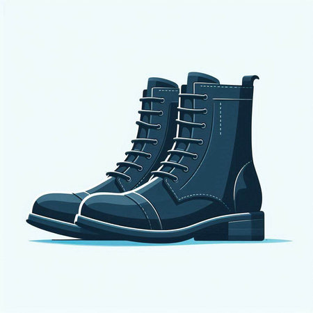 Vector illustration of a pair of blue suede boots isolated on white backgroundのイラスト素材