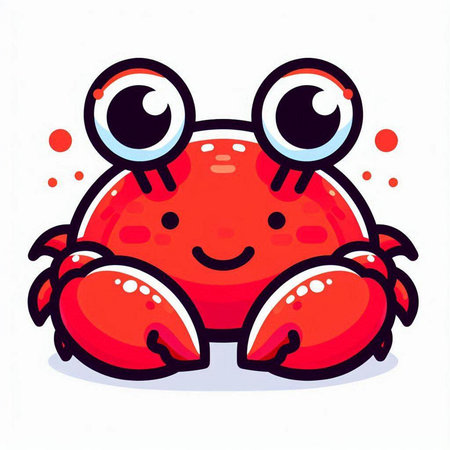 Cute cartoon red crab isolated on white background. Vector illustration.のイラスト素材