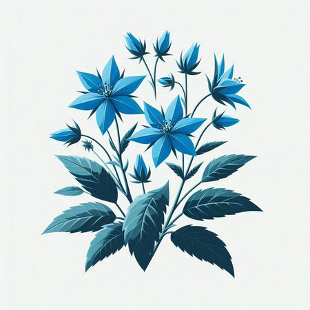 Blue flowers on a white background. Vector illustration for your design.のイラスト素材