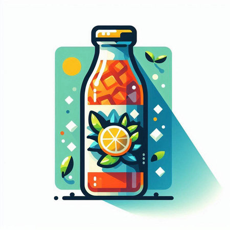 Bottle of lemonade. Vector illustration in flat cartoon style.のイラスト素材