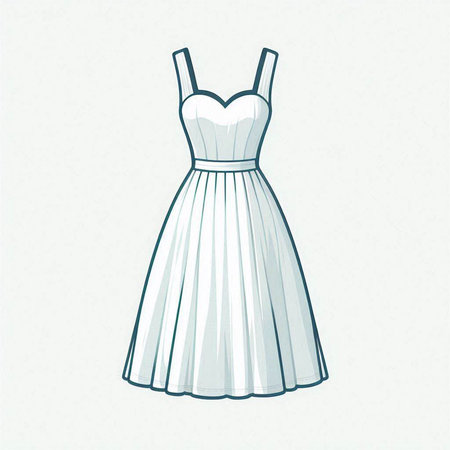 Dress. Vector illustration of a white dress on a white backgroundのイラスト素材