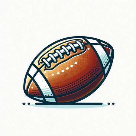 American football ball on a white background. Vector illustration in retro style.のイラスト素材