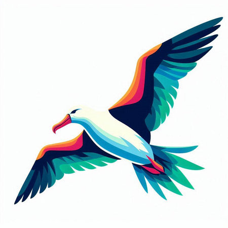 Flying seagull. Vector illustration of a flying seagull.のイラスト素材