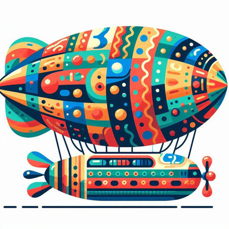 Vector illustration of a colorful hot air balloon on a white background.のイラスト素材