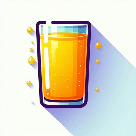 Orange juice in a glass on a white background. Vector illustration.のイラスト素材