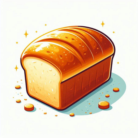 Illustration of a loaf of bread isolated on a white background.のイラスト素材